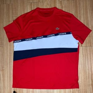Lacoste Red Men’s Striped Logo Shirt 2XL
